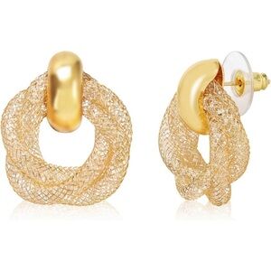 14K Gold Plated Twisted Hoop Earrings for Women, Small Lightweight Gold Hoop Ear